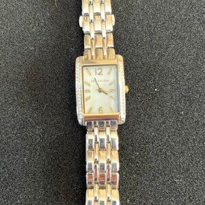ANNE KLEIN | White Dial Crystals on each side-NEW Battery